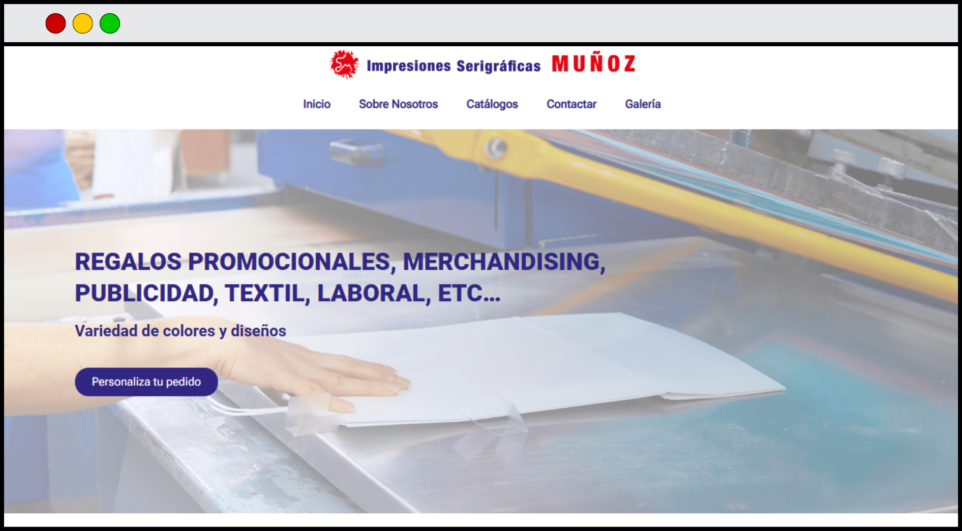 Portada de Página Web de Impresiones serigráficas Muñoz